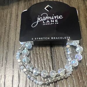 Jasmine Lane Silver and Iridescent Stretch Bracelets